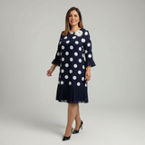 Ellie- Plisseret kjole med prikker